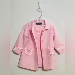 The Children's Place Ballerina  Pink Bow-Accent Dress/Leightweight Coat 24 mos